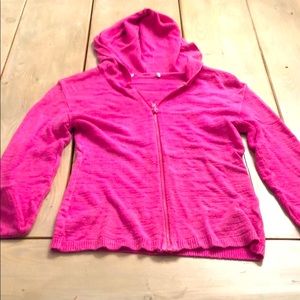 Bright pink cardigan